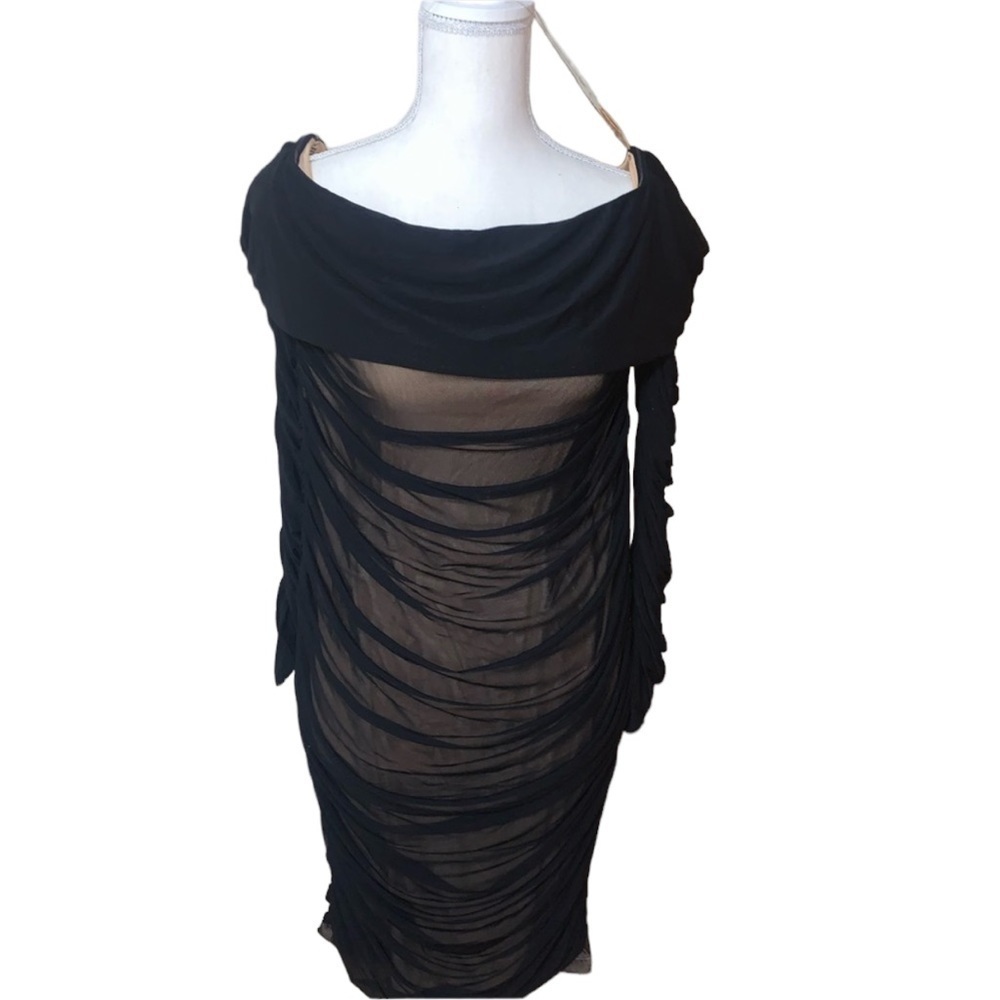 Fashion Nova Ready in a ruched off shoulder midi dress